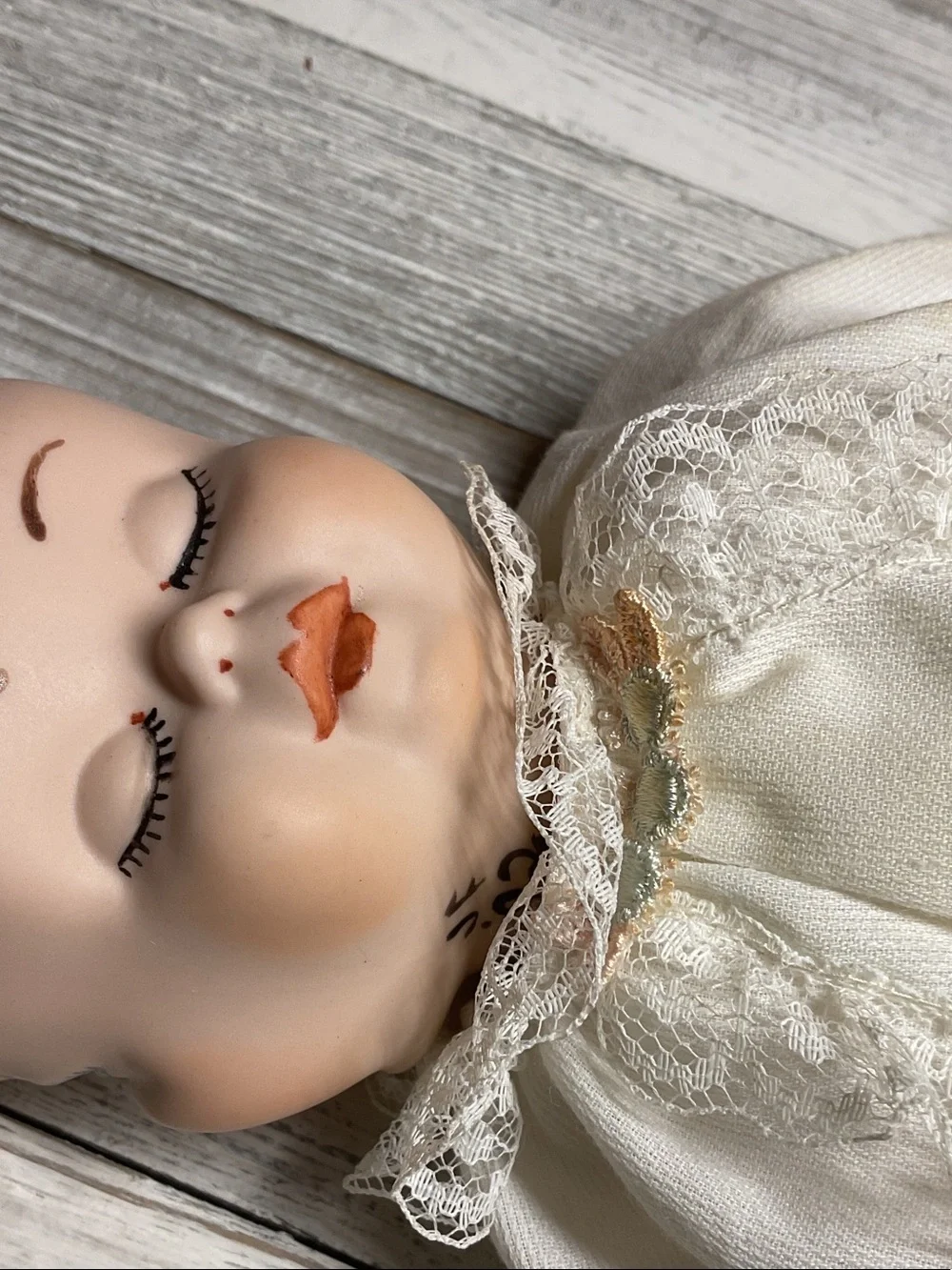 Classic Ivory Lace Baby Doll Gown with Bonnet